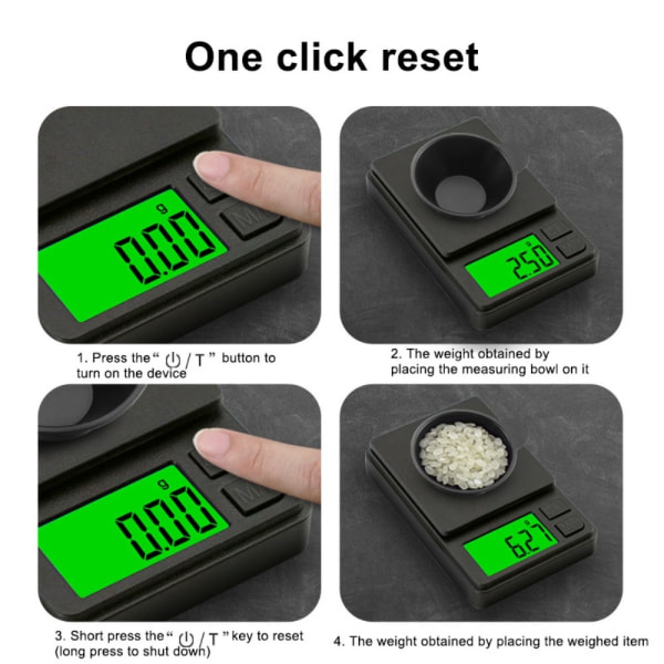 Digital Mini Kompaktvekt - Veier 0,01 gram til 500 gram Black
