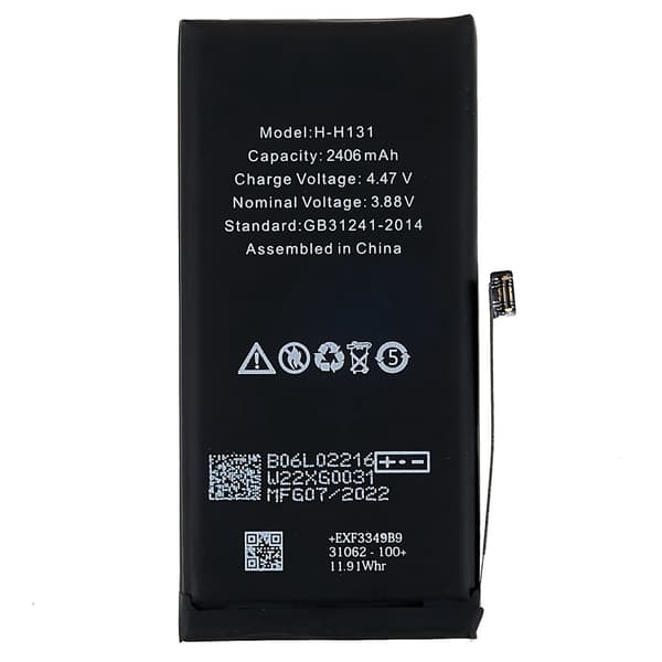 iPhone 13 Mini 3.88V 2406mAh genopladeligt Li - Polymer batteri Black