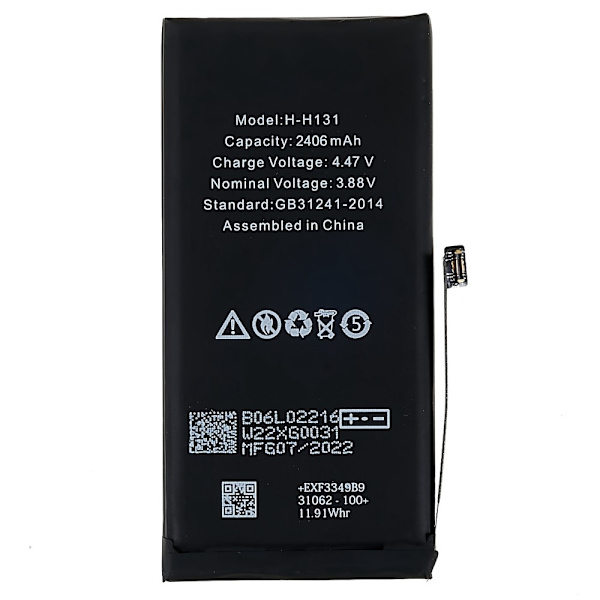 iPhone 13 Mini 3.88V 2406mAh uppladdningsbart Li-Polymer batteri Svart