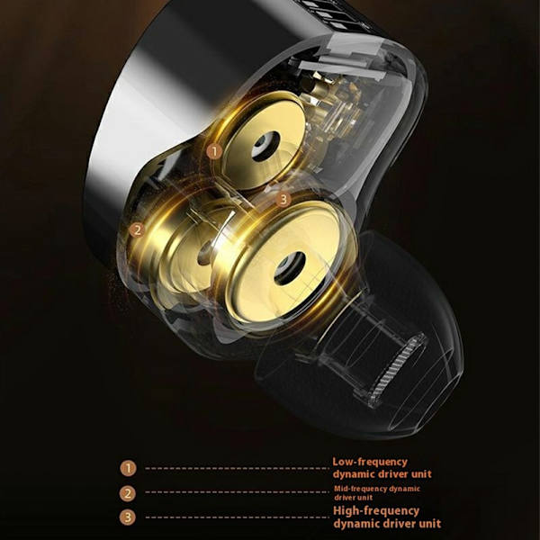 KZ Vader Pro Advanced Dynamic In-Ear-hodetelefoner Balansert lyd med mikrofon Black