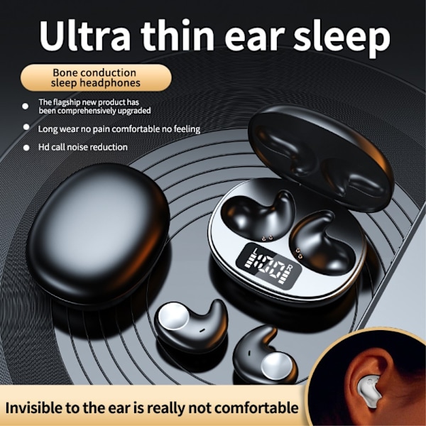 I øret til at sove med Sleep Headphones Bluetooth - Sort Black