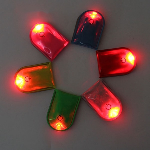 4 stk LED-lys Magnetiske Clips Sikkerhed Løbenat Campingaktiviteter - Rød Red