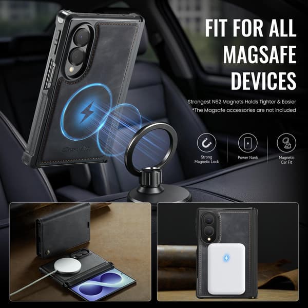 CASEME Magnetisk telefonlommebokdeksel til Samsung Galaxy Z Fold8 Black