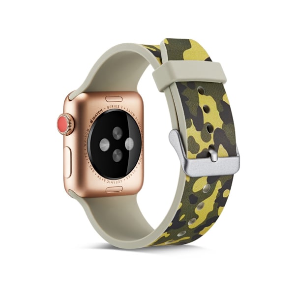 Silicone klockrem för Apple Watch 4 44mm, 3/2/1 42mm - Army Green Camouflage multifärg