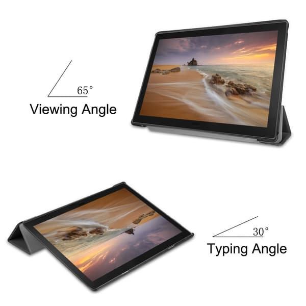 Tri - fold Stand Kansi - Lenovo Tab E10 - Musta Black