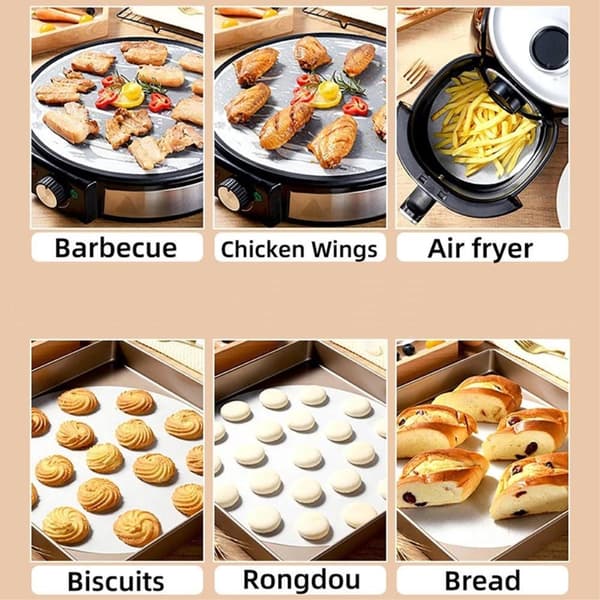 100 stk/30 cm Ikke-klebende engangsluftfrityrpapir til matlaging og baking White