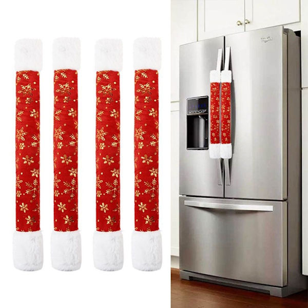 4-pack Christmas pellavakankainen jääkaapin oven kahvan suojakuori Joulu Red