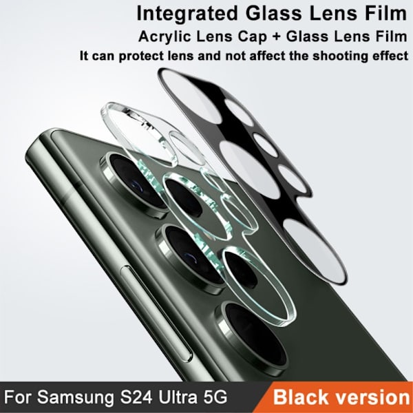 IMAK För Samsung Galaxy S24 Ultra kamera linsskydd härdat glas linsfilm Svart