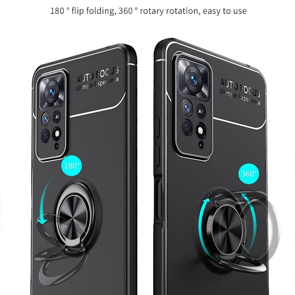Sormirenkaan tukijalkakotelo Xiaomi Redmi Note 11 Prolle Black