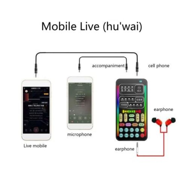 Röstväxlare Voice Changer Ljudkort Bluetooth Live-streaming Svart