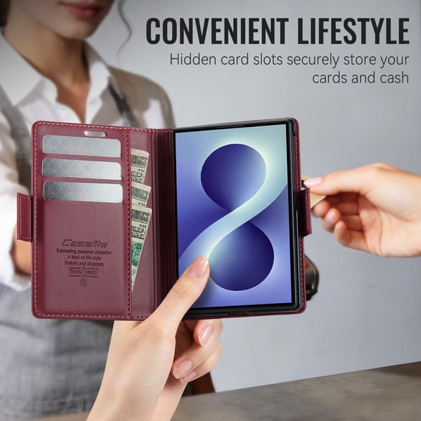 CASEME Glansigt telefonplånboksfodral till Samsung Galaxy Z Fold8 Röd