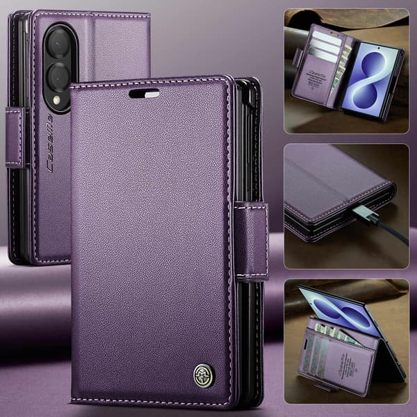 CASEME Glansigt telefonplånboksfodral till Samsung Galaxy Z Fold8 Lila