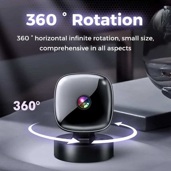 Fjernkontroll WiFi HD Minikamera Sanntidsovervåking Nattkamera 32 GB Kort Black