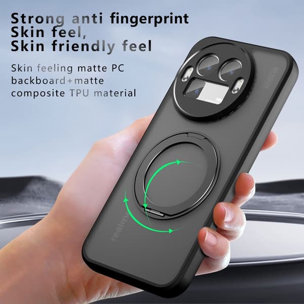 Magnetisk Mobilcover med Roterende Stander til Realme GT 8 Pro 5G Black