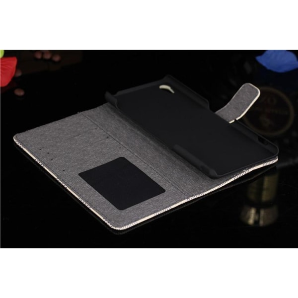 Sony Z5 Lompakkokotelo / Kotelo ruudullinen musta/valkoinen Black