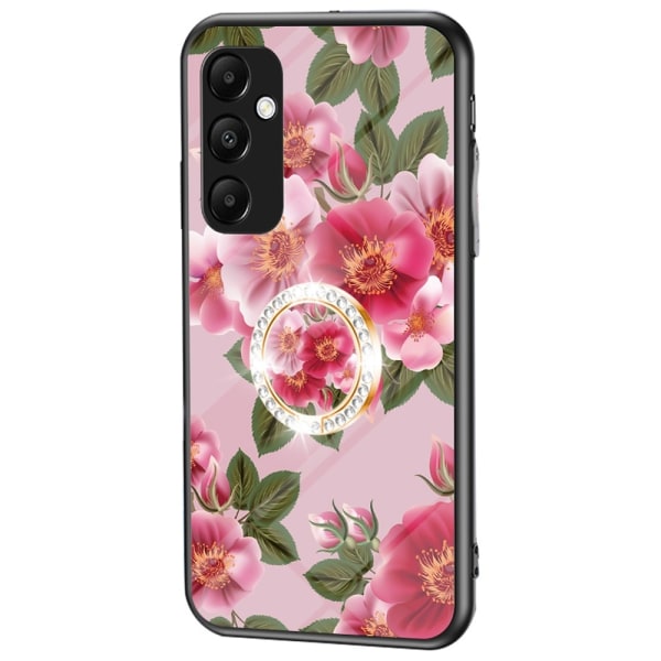 Tempered Glass-etui med ringestøtte for Samsung Galaxy A35 - Glamorøs Peony Multicolor