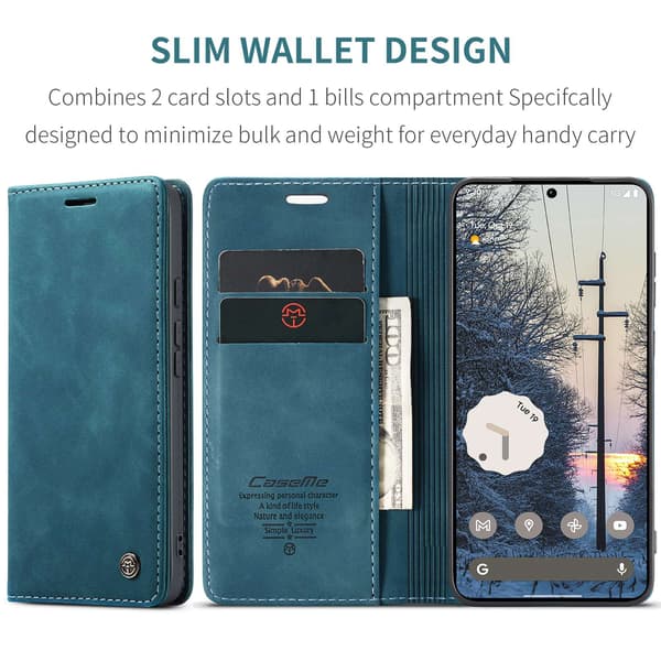 CASEME Plånboksfodral med Stativ till Google Pixel 11 Pro XL Blå