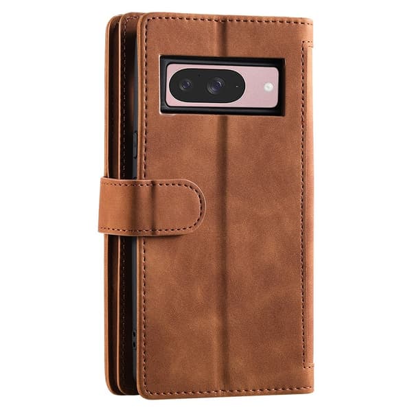 Til Google Pixel 10 Pro / 10 / 9 Pro / 9 Deksel med glidelås og 9 kortspor Brown