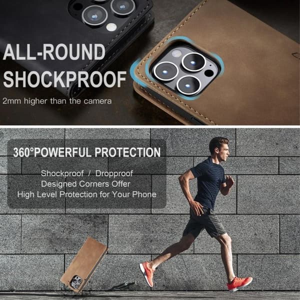 CASEME Lommebok - deksel iPhone 14 Pro Max - Lysebrun Brown