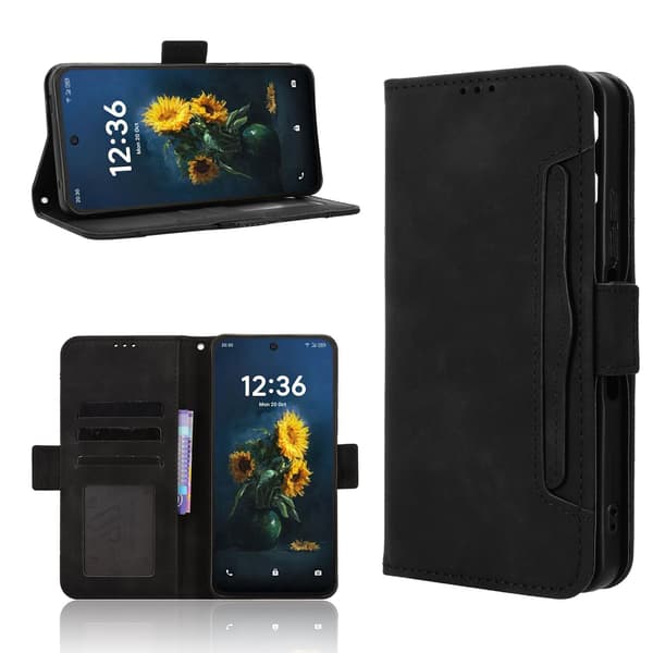 Til TCL NxtPaper 70 Pro 5G Pung Cover med Kortholder og Stander Sort sort
