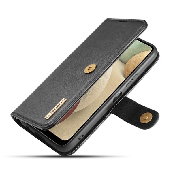 DG.MING Samsung Galaxy A12 Split Läder Plånboksfodral Svart