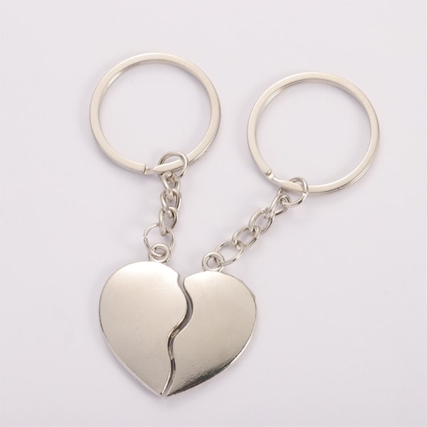 1 par kjærlighetsnøkkelringer Nøkkelring Valentines Broken heart Hearts Silver