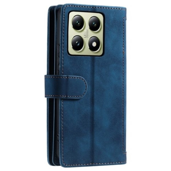 Til Xiaomi 14T Pro Etui med Lynlåslomme og 9 Kortlommer Blue