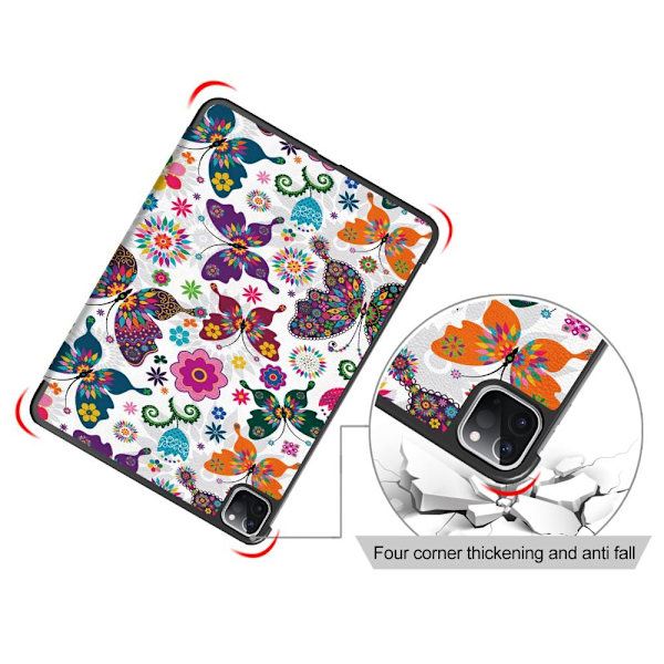 Apple iPad Pro 11 (2020) Slim fit tri-fold fodral - Butterflies and Flowers Green