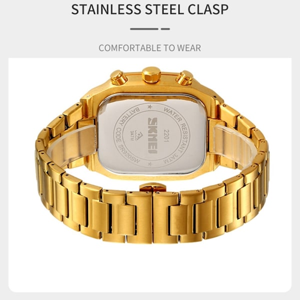 SKMEI Klocka Business Quartz Watch Square Fashion Armbandsur Luminous - Guld Guld