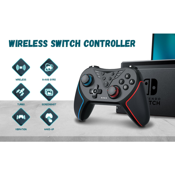 Til Nintendo Switch Pro Wireless Trådløs controller Black