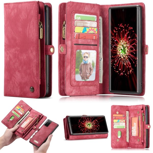 CASEME Samsung Galaxy Note 20 Ultra Retro läder plånboksfodral Röd