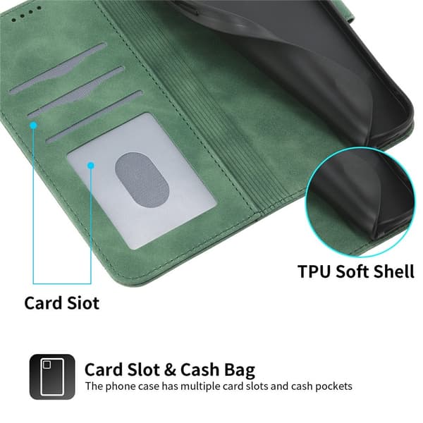 DIERFENG For Samsung Galaxy A57 5G Wallet Case with Stand and Wrist Strap Green