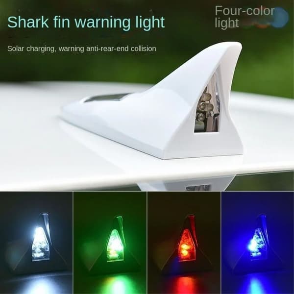 Solcelled Hai-Finne Takvinge til Bilstol med 8 LED-Blinkende Lys Black