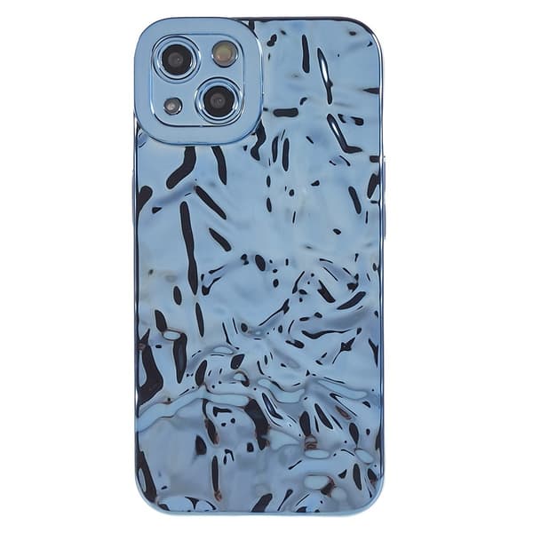 Til iPhone 15 TPU Etui Elektroplating Rynket Ujævn Telefon Cover - Blå Blue