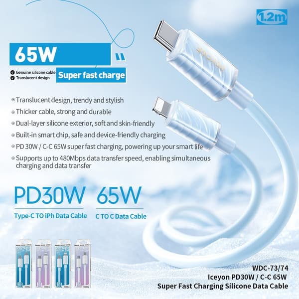 USB-C till USB-C 65W supersnabb laddningskabel 480 Mbps höghastighetsöverföring Vit