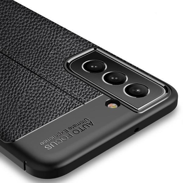 Litchi Texture Soft TPU Taske til Samsung Galaxy S22 - Sort Black