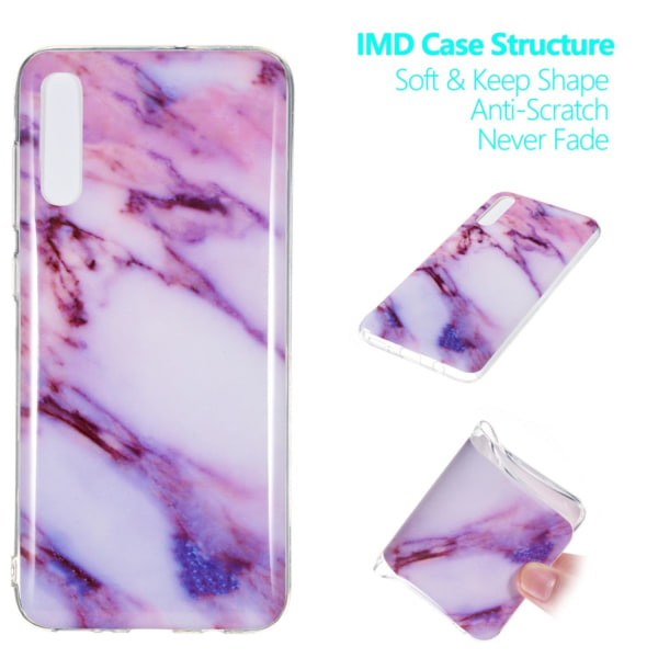 Marble Pattern IMD TPU Soft Back Case for Samsung Galaxy A70 - Style L Black