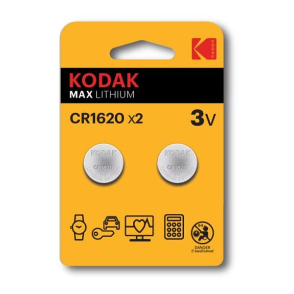 Kodak Max Lithium 3V CR1620, 2 stk batteri Silver
