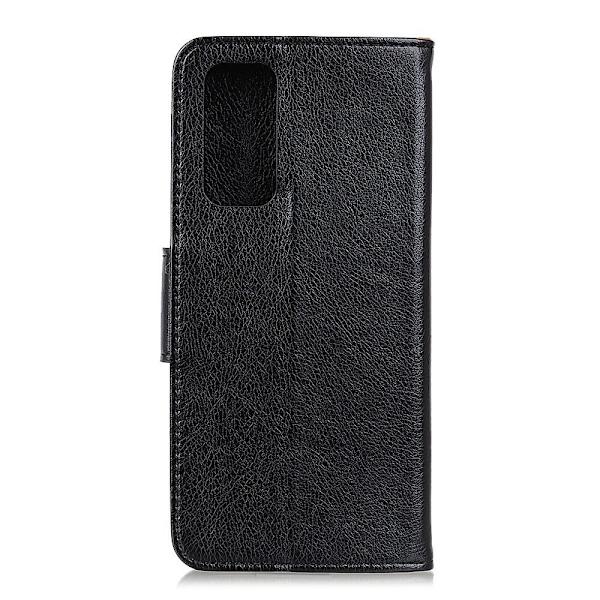 Huawei P Smart 2021 Textured Split Leather Lompakkokotelo Black