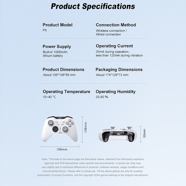 Bluetooth trådløs spillkontroller med mottaker kompatibel med Steam PC Android iOS Nintendo Switch - Hvit White