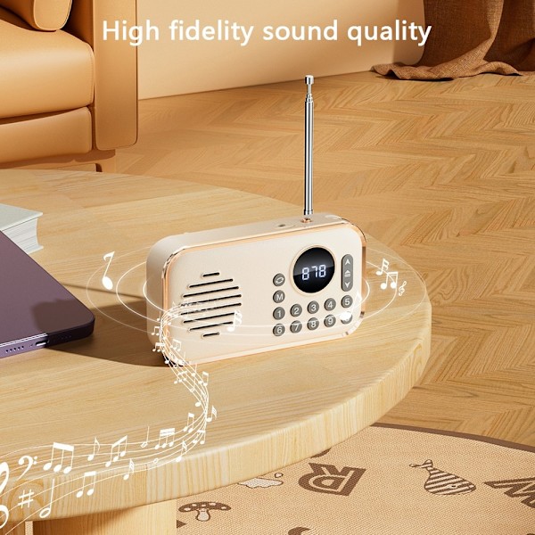 Bluetooth 5.0 FM-radio 3,5 mm ljudkabel TF-kort U Disk Beige