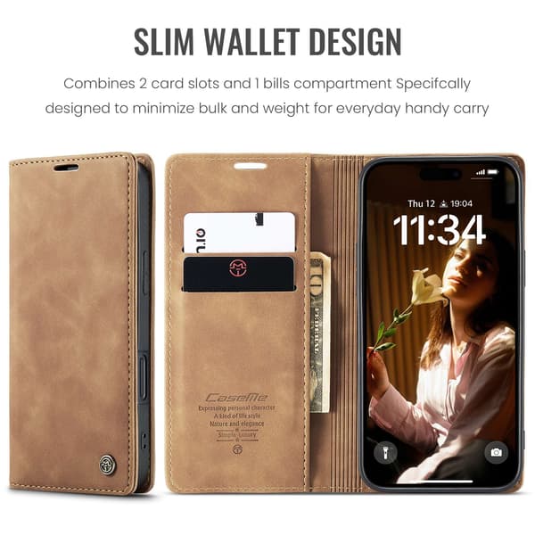 CASEME Retro tegnebog taske til iPhone 17 Brown