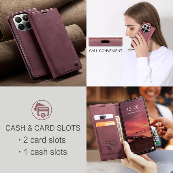 CASEME Plånboksfodral Xiaomi 15T Pro - Röd Röd