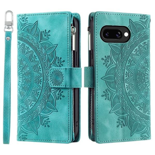 Til Google Pixel 10a Pungcover Mandala Blomstermønster - Mintgrøn Green