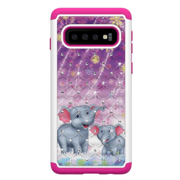 Samsung Galaxy S10 Pattern PC TPU Phone Shell - Elephants Black