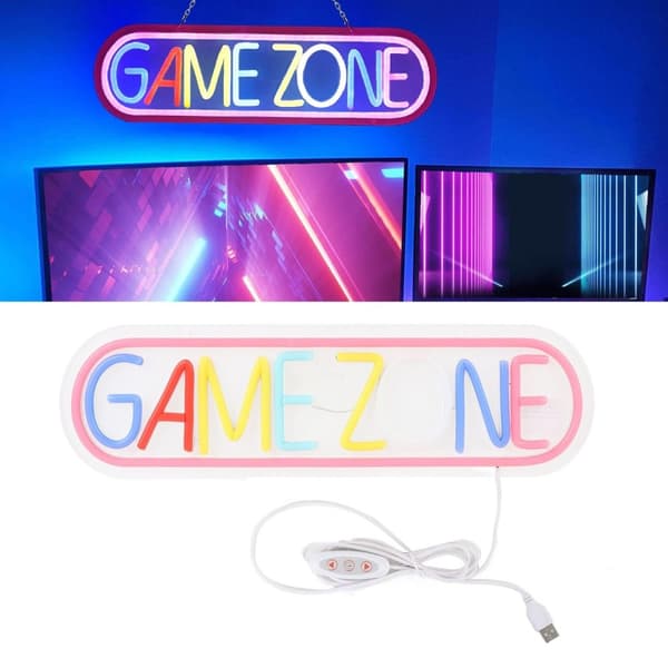 Gaming LED Neonlys Veggdekorasjon Spillrom Atmosfære Lampe Romdekorasjon White