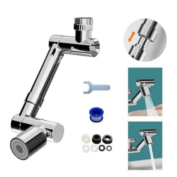 Kranforlenger 1440-graders Rotasjon Teleskopisk Tap Aerator Dobbel Gir Silver