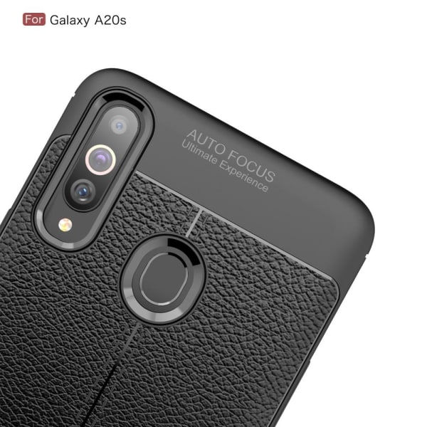 Litchi Texture Soft TPU Case for Samsung Galaxy A20s - Black Black