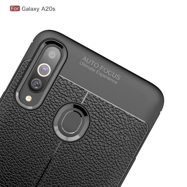 Samsung Galaxy A20s TPU skal Litchi Texture - Svart Svart