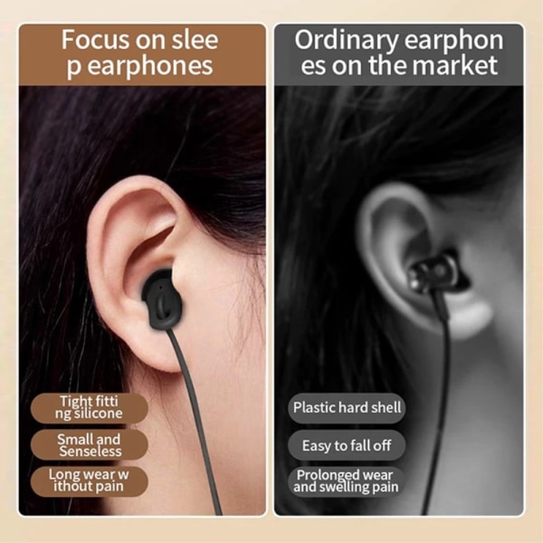 USB-C headset in-ear hovedtelefoner søvn støj isolering - sort Black